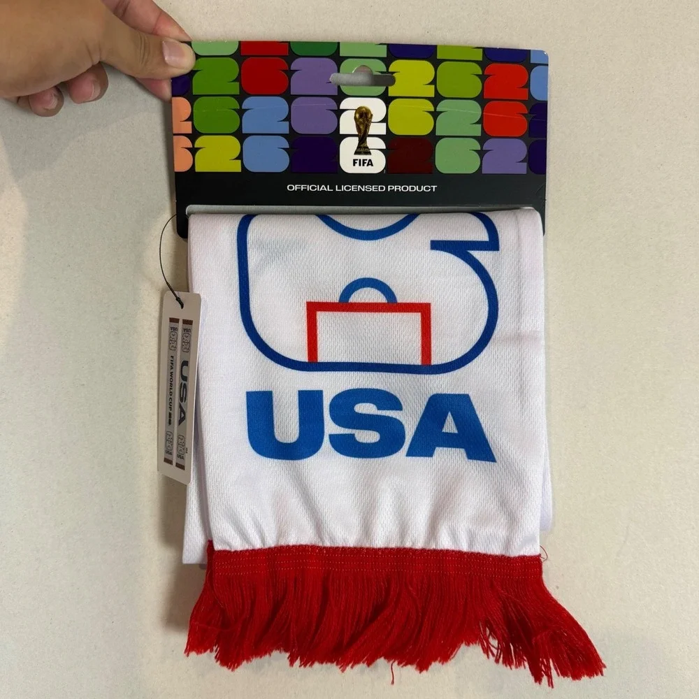 FIFA World Cup 2026 USA Scarf Official White Blue Red Unisex 26